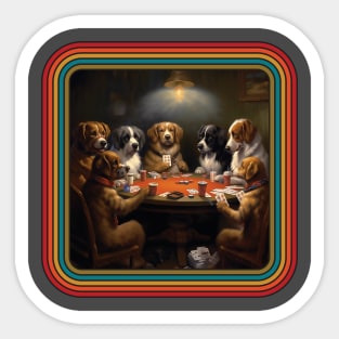 Retro Dogs Playing Poker Sticker